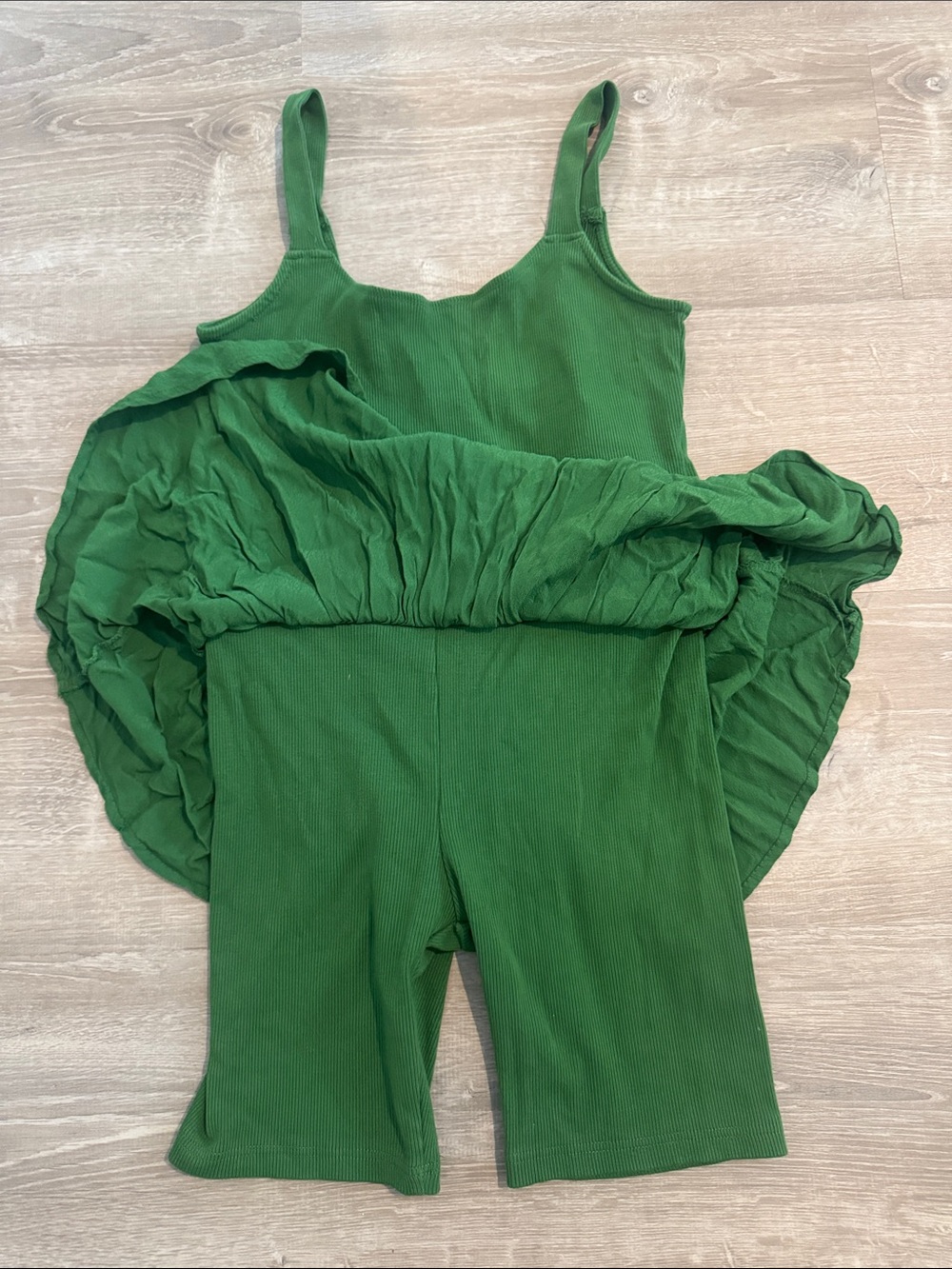 FP Movement by Free People Green Ribbed Jumpsuit Romper